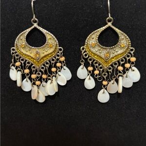 Gold and White Chandelier Earrings & Blue and White Chandelier Earrings (both)